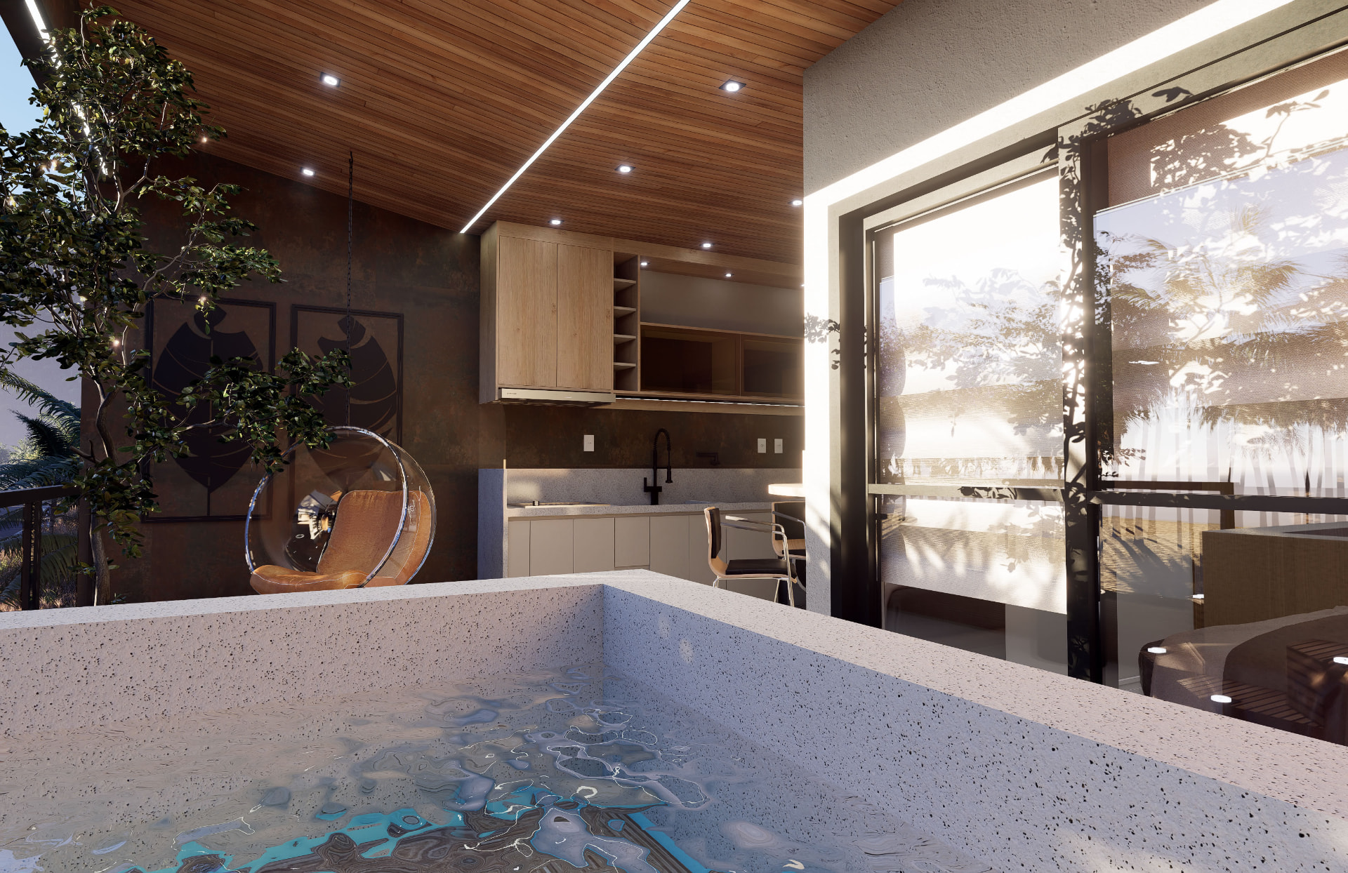 Terraço com spa aquecido no apartamento de 95 m²
